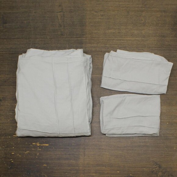 NEW 510 Design Soft Wash Pleated Duvet 3-Piece Cover Set Silver Gray Queen - Picture 4 of 5